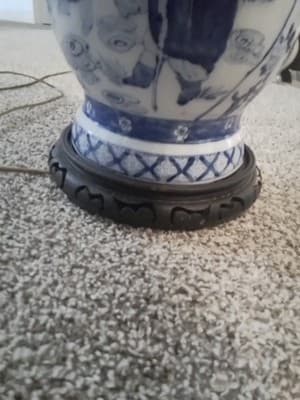 Vintage Chinese Bule Amd And White Porcelain Lamps Lot Of 2 Lamps - Thumbnail 8