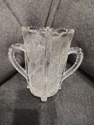 EAPG Higbee Paneled Inverted Thistle Double Handled Celery Spooner Vase Antique - Image 1
