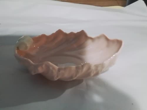 Vintage LENOX PINK AND WHITE LEAF DISH - Image 1