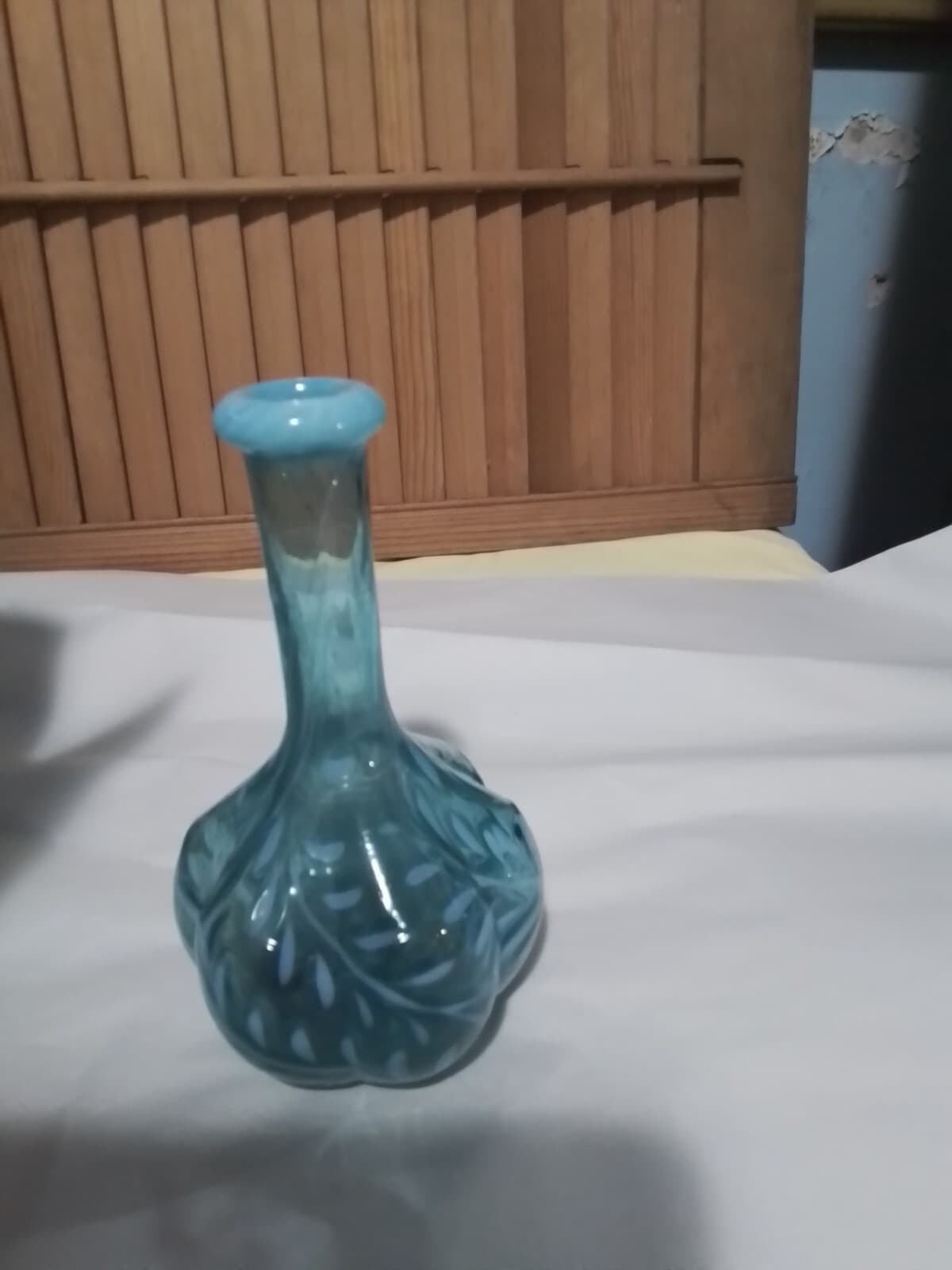 West Virginia Glass Co No 2 Blue Opalescent Barber Bottle 1894 Martin's Ferry OH - Image 1