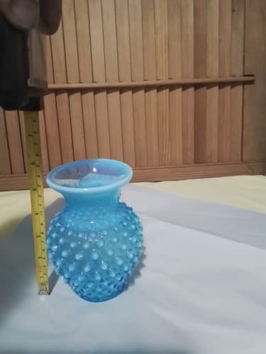fenton blue opalescent hobnail vase - Thumbnail 2