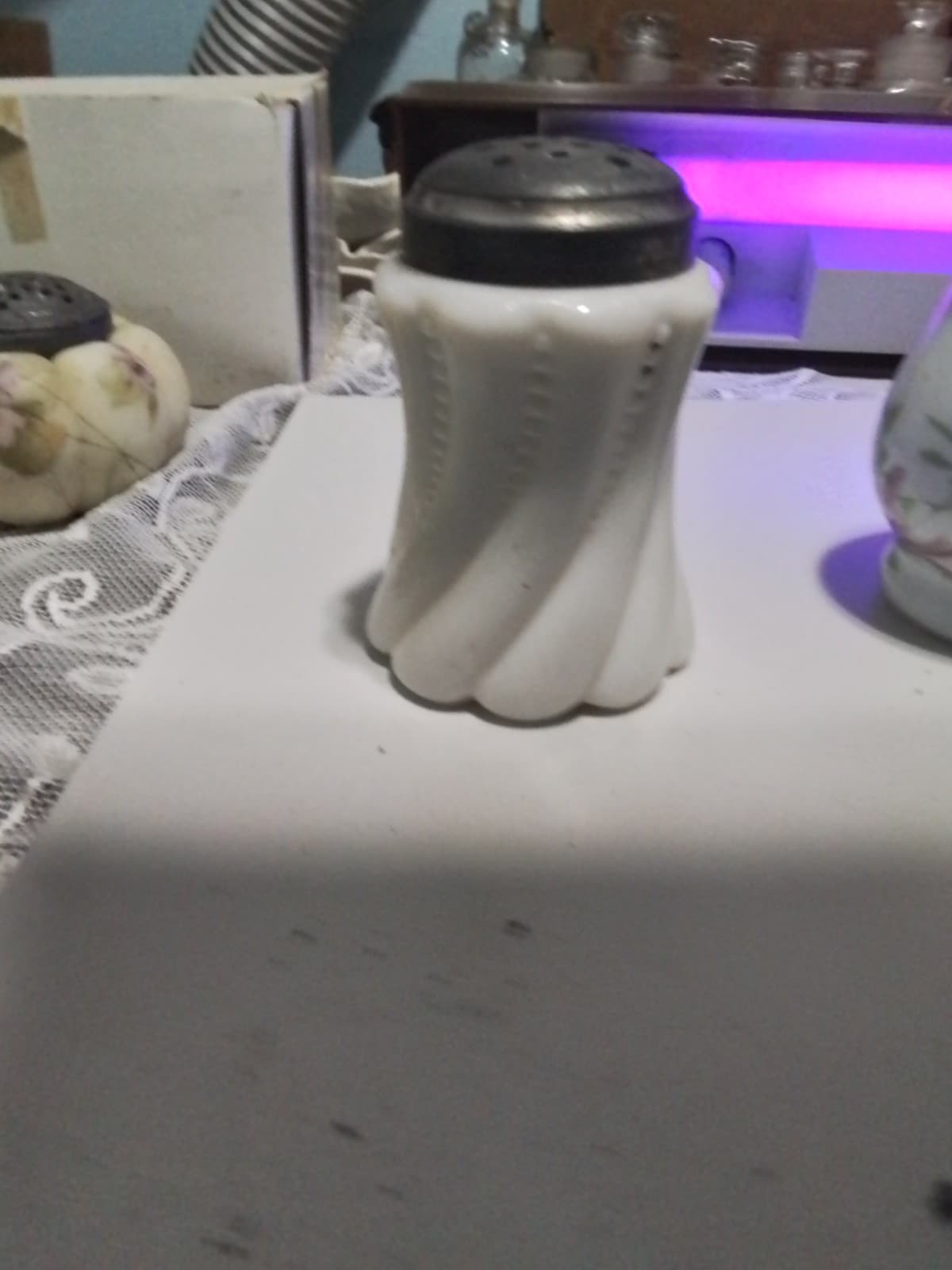 Vintage Milk Glass Sugar Shaker - Image 1