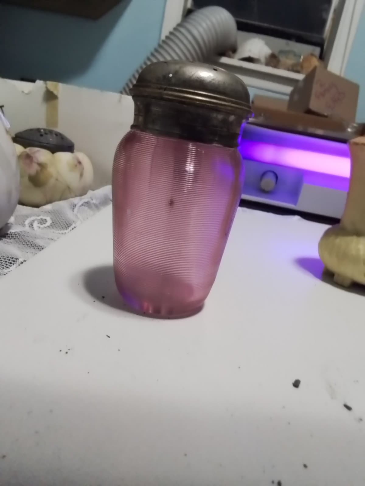 Rare Find Vintage Cranberry Ribbed Sugar Shaker - Image 1