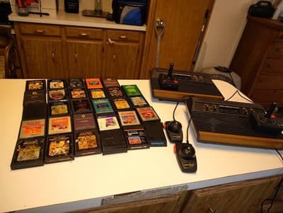 Vintage ATARI GAME CONSOLES LOT OF 2 AND LOT OF 30 GAMES - Image 1