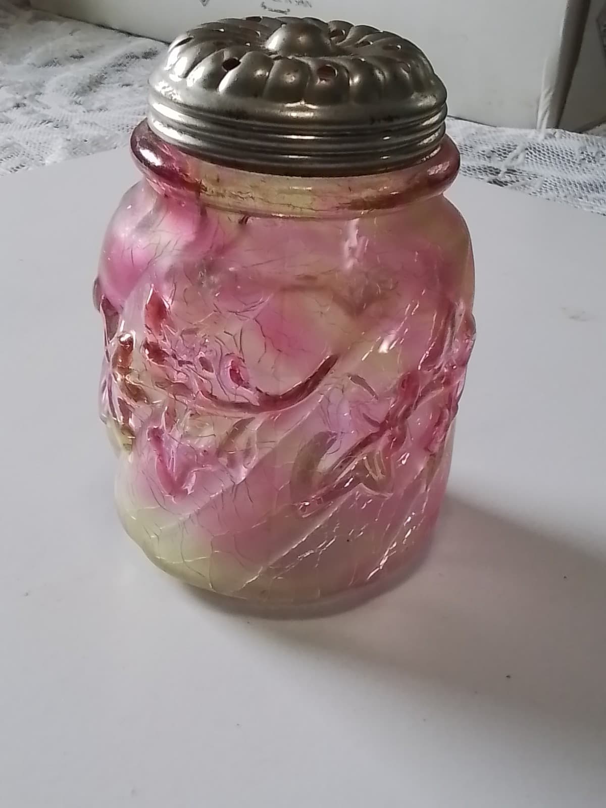 Rare Find Vintage Crackle Satin Royal Ive Sugar Shaker 1800's - Image 1