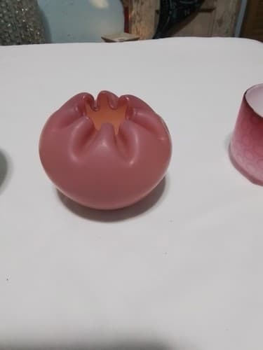 Vintage Fenton Satin Glazed Pink Glass Rose Bowl Vase Hand Blown - Image 1