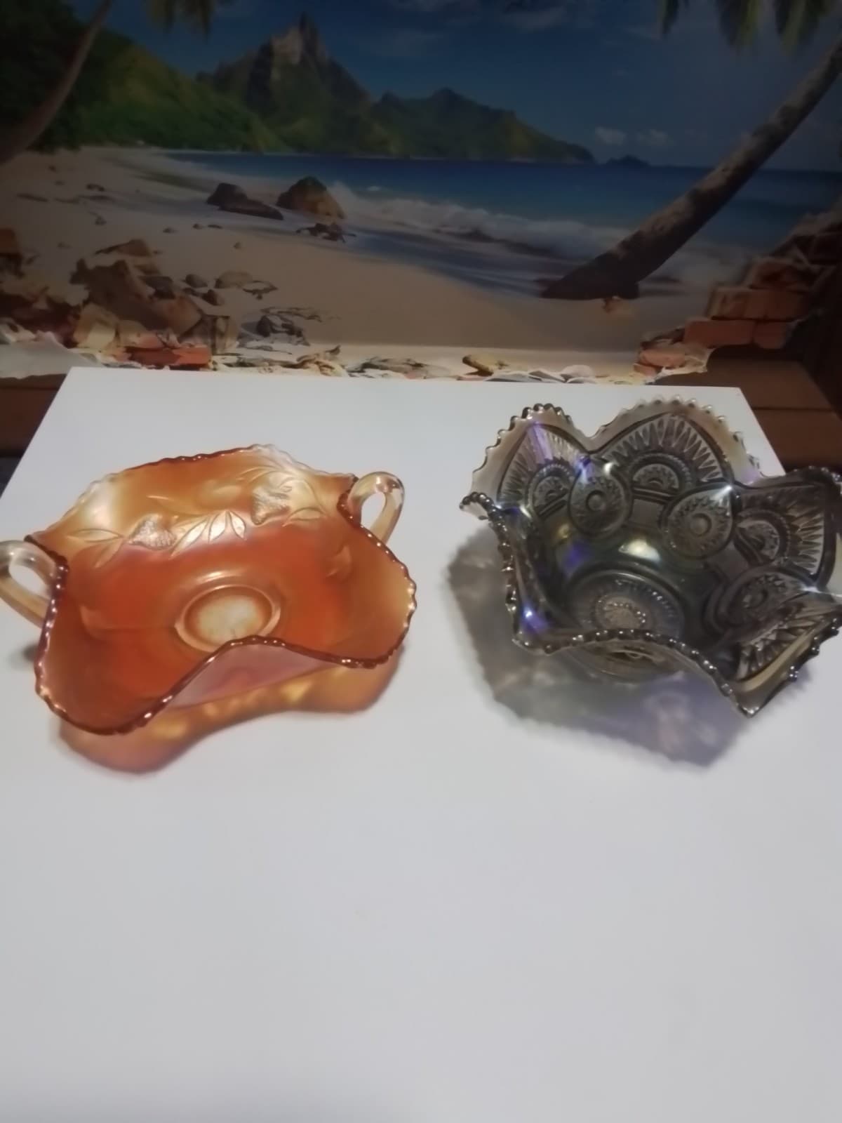 vintage carnival glass Lot Of 2 1900's Mismatched - Image 1