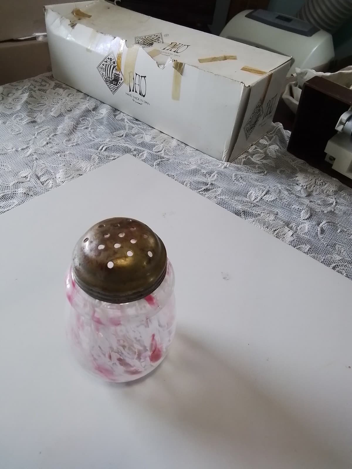 Victorian Northwood Glass Ring Neck Marbelescent Muffineer/Sugar Shaker 4.75" - Thumbnail 2