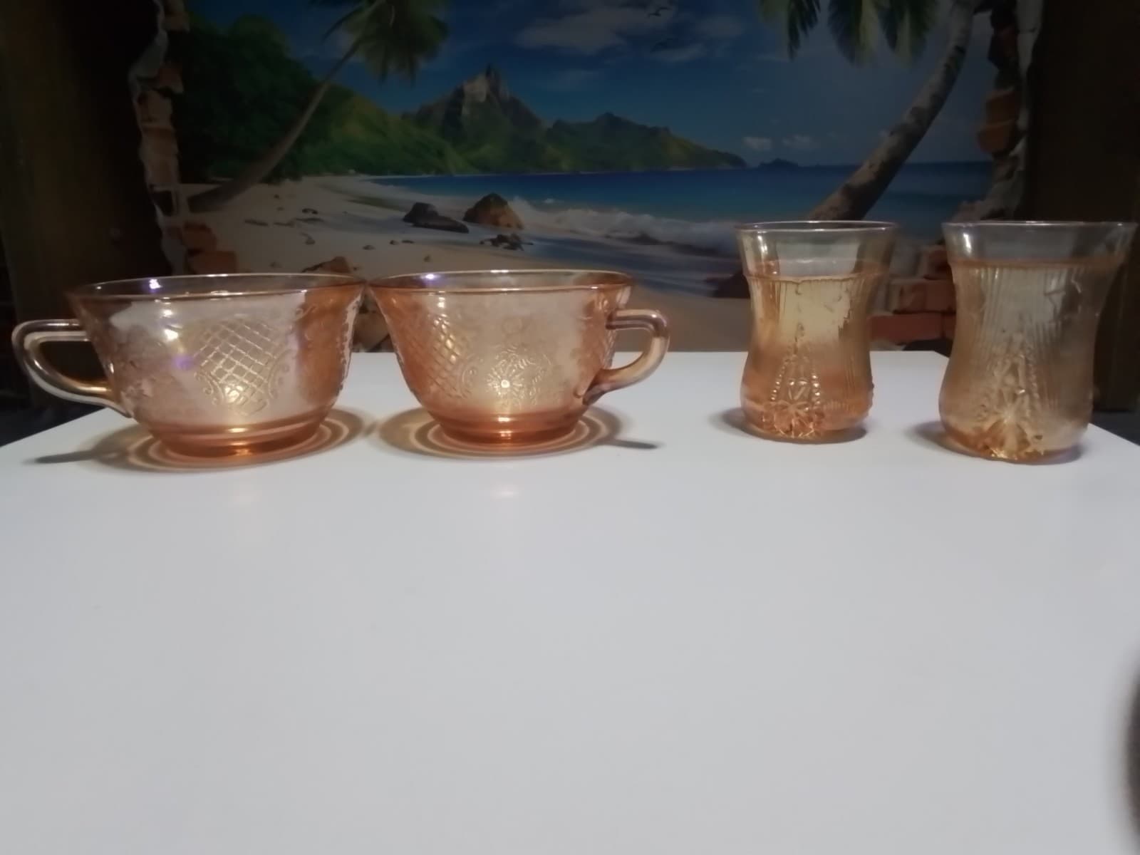 carnival glass vintage Lot Of 4 Glasses - Thumbnail 4
