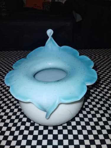 Antique satin glass vase with a plump orb form and sinewy calla lily flower... - Thumbnail 2