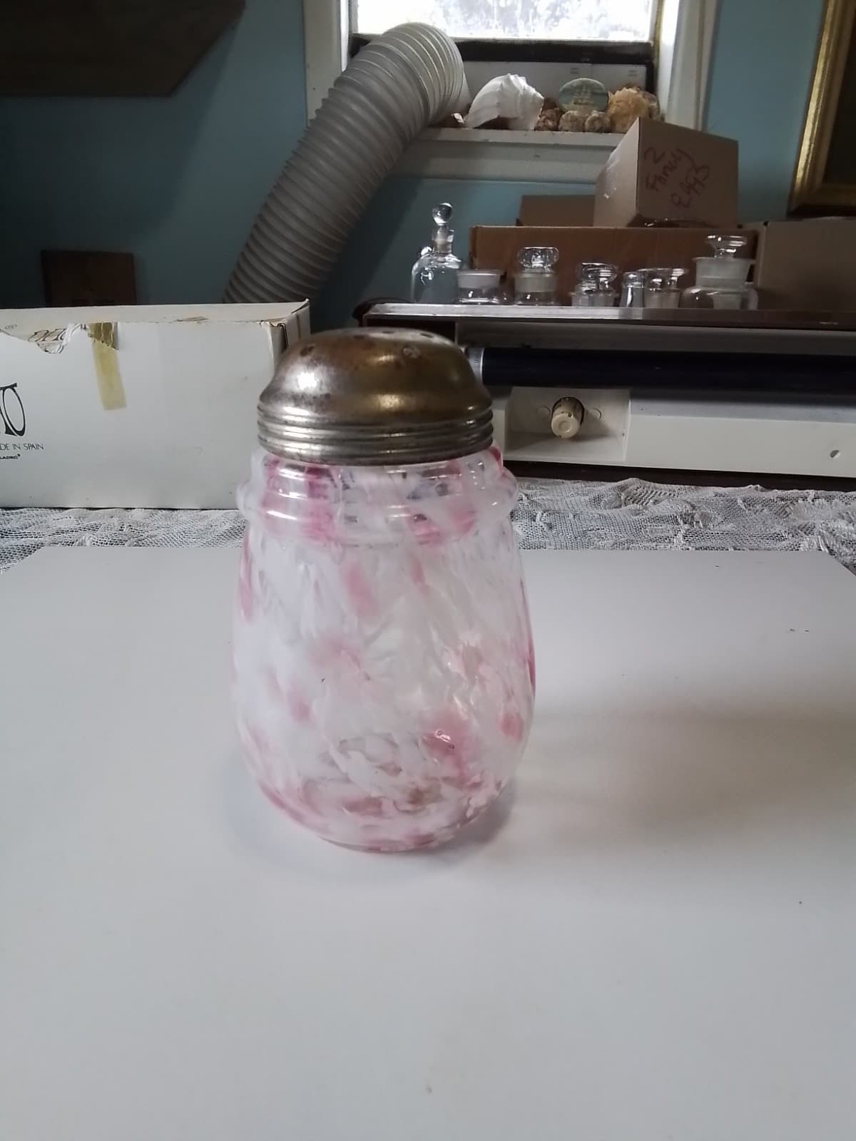 Victorian Northwood Glass Ring Neck Marbelescent Muffineer/Sugar Shaker 4.75" - Image 1