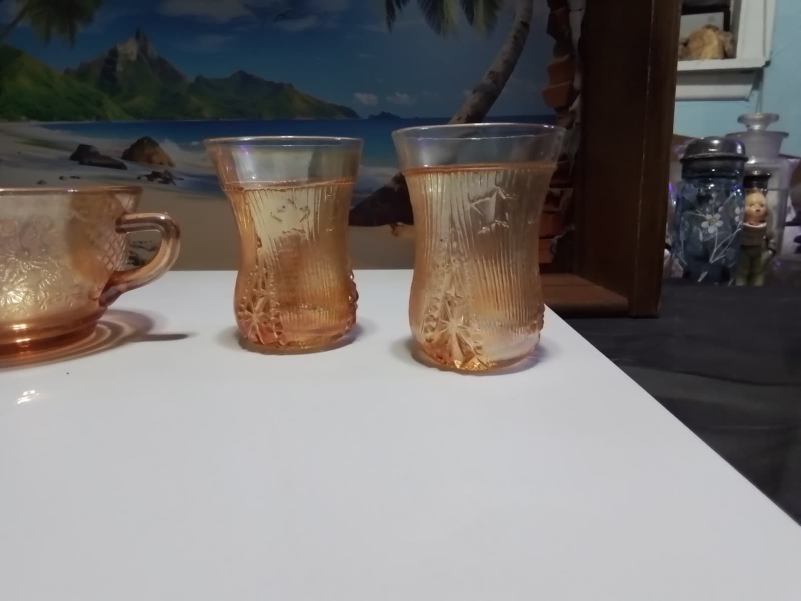 carnival glass vintage Lot Of 4 Glasses - Thumbnail 2