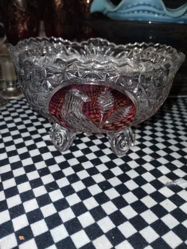 Hofbauer Byrdes (Bird) Collection Ruby Red Footed Crystal 5" Candy Dish - Image 1