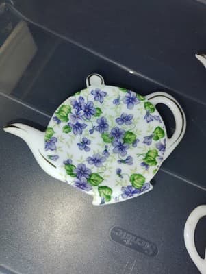 LEFTON VIOLET CHINTZ TEA BAG HOLDER – 1793V Lot Of 3 - Thumbnail 2