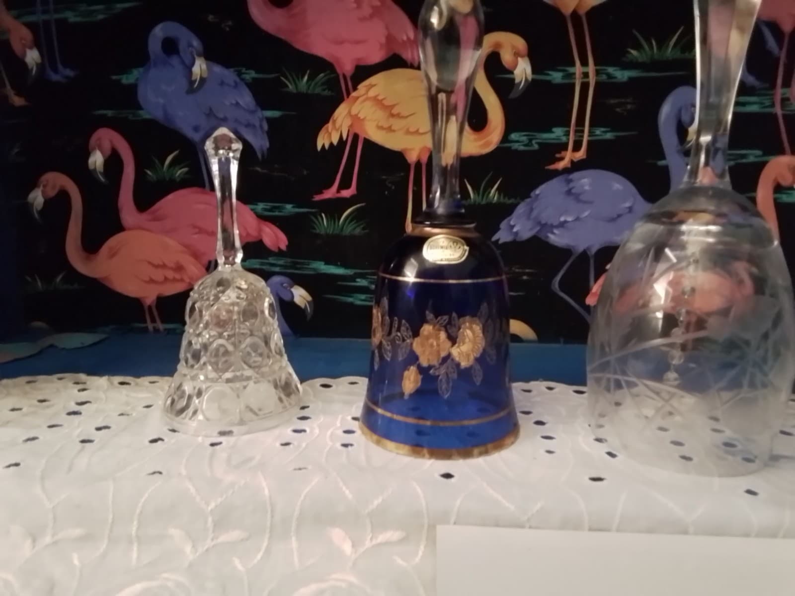 Antique Crystal Bells Lot Of 8 Mismatched - Thumbnail 2