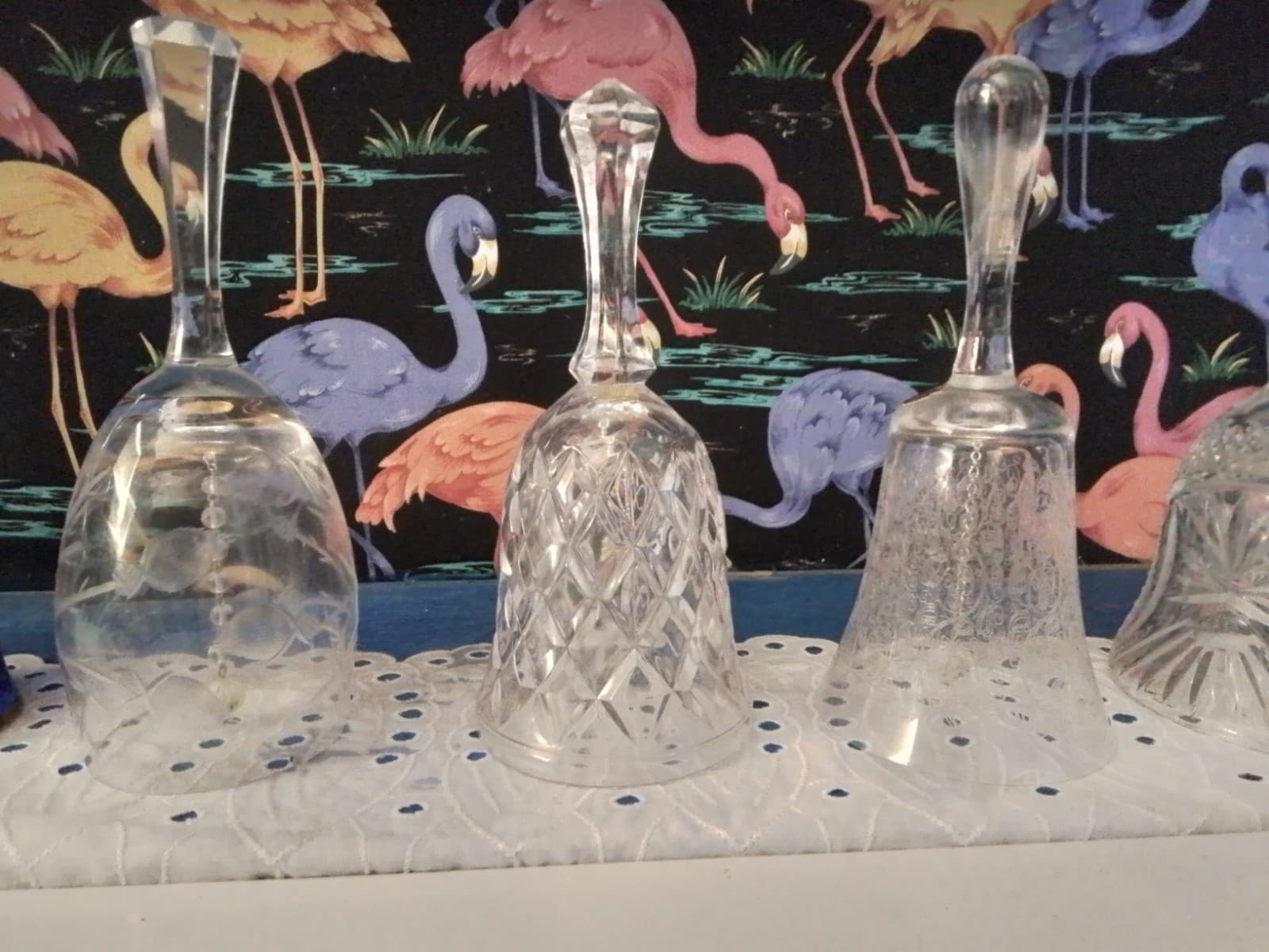 Antique Crystal Bells Lot Of 8 Mismatched - Thumbnail 3