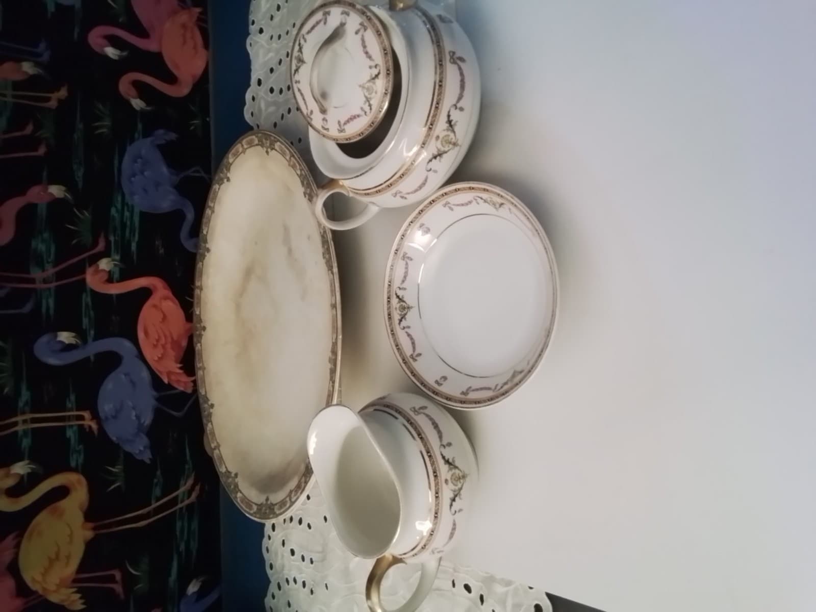 Antique Heinrich & Co Selb Bavaria Creamer And Sugar Bowl set With Ex plates - Thumbnail 2