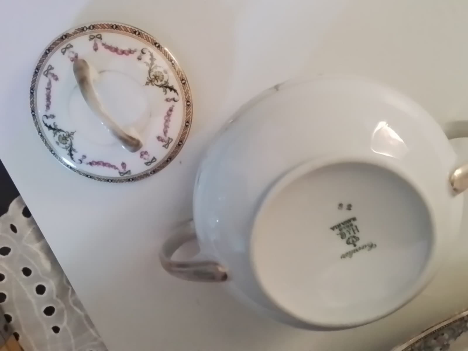 Antique Heinrich & Co Selb Bavaria Creamer And Sugar Bowl set With Ex plates - Thumbnail 12