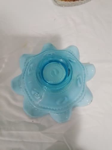 Vintage-1950's Jefferson Astro Glass Aqua Ruffled Opalescent Can... by Fish... - Thumbnail 2