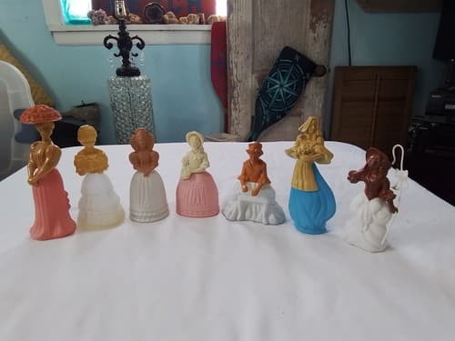 Lot of 7 Empty Vintage Avon Perfume Bottles Figurines Girls Ladies House - Image 1