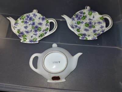 LEFTON VIOLET CHINTZ TEA BAG HOLDER – 1793V Lot Of 3 - Image 1