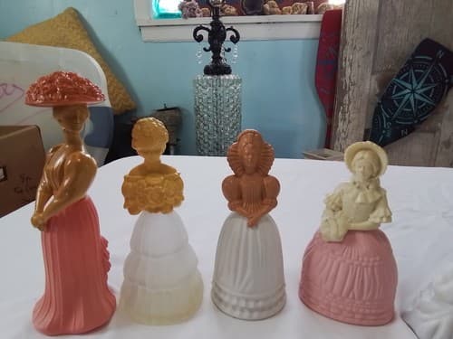 Lot of 7 Empty Vintage Avon Perfume Bottles Figurines Girls Ladies House - Thumbnail 2