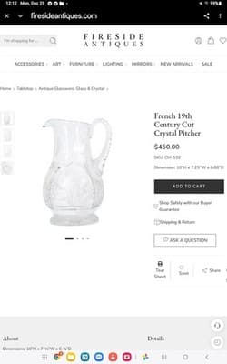 French 19th Century Cut Crystal Pitcher - Thumbnail 5
