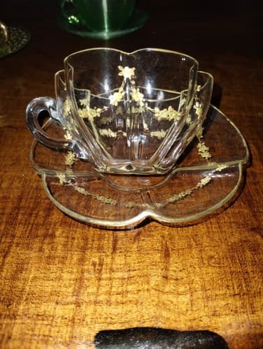 Lobmeyr Gilt Crystal Finger Bowls and Underplates Hexafoil Gold Flower...