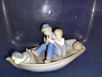 Vintage 1960's Paul Sebastian Porcelain Figurine " Fishing With Grandfather"