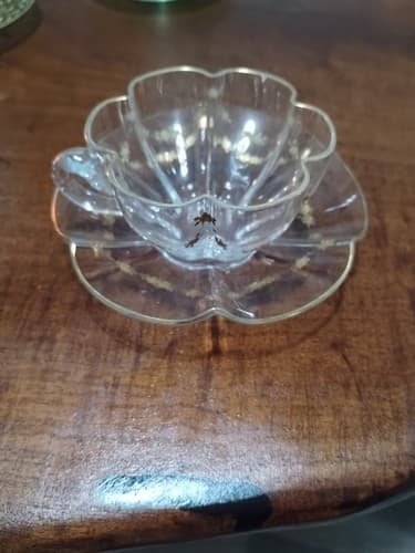 Lobmeyr Gilt Crystal Finger Bowls and Underplates Hexafoil Gold Flower... - Thumbnail 5