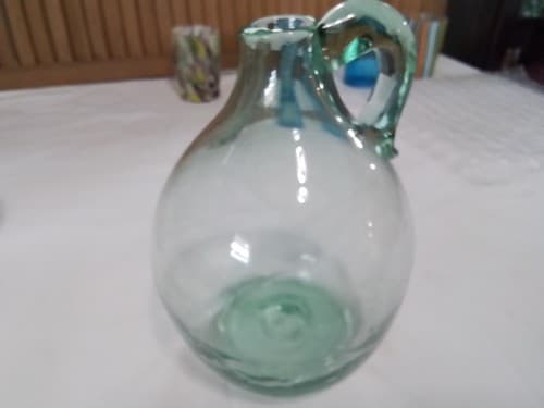 Vantage Hand Blown Art Glass Jugs pontil Applied Handle Each Holds 3 Pints