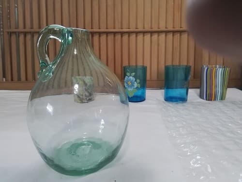 Vantage Hand Blown Art Glass Jugs pontil Applied Handle Each Holds 3 Pints - Thumbnail 3