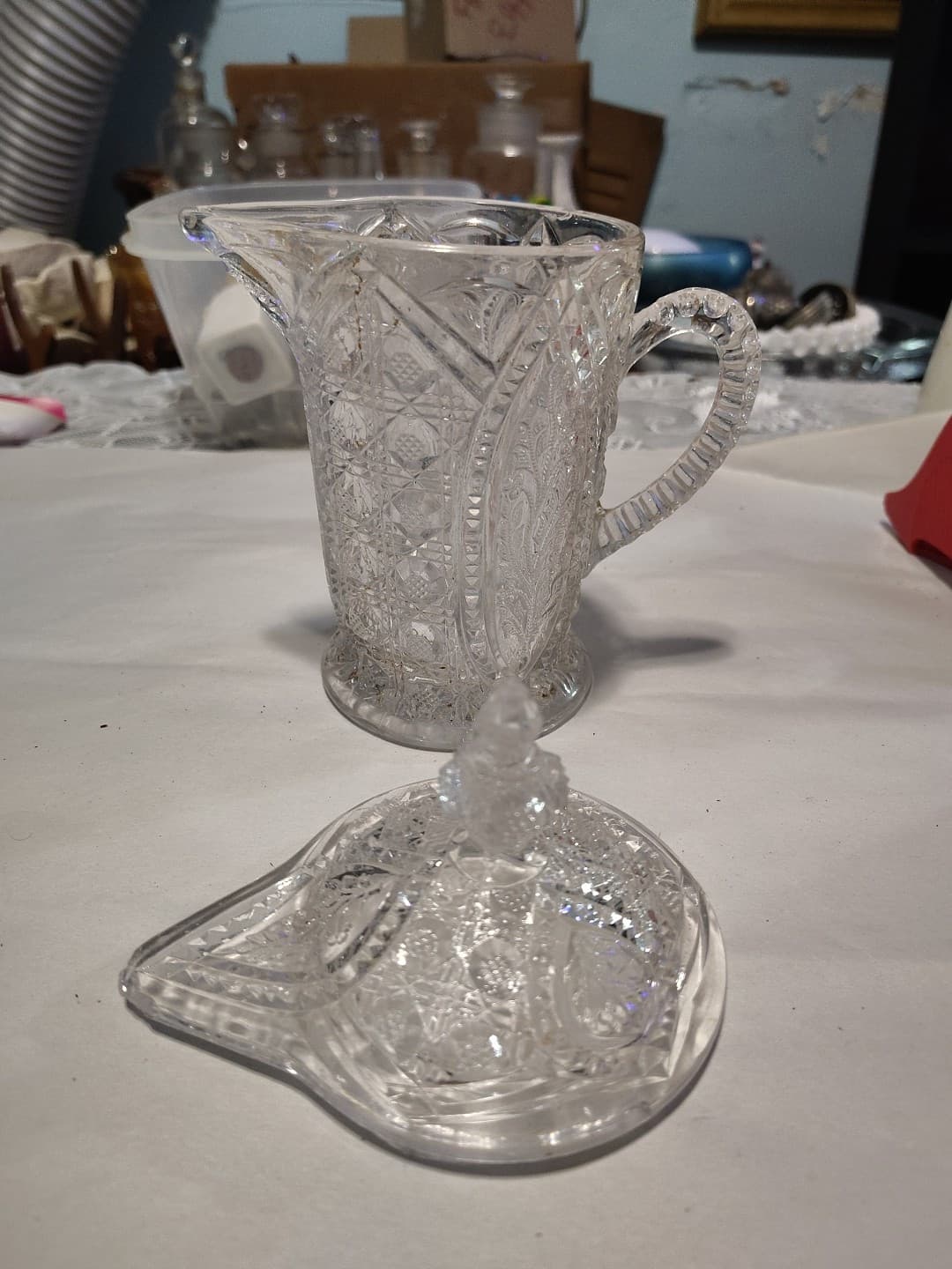FLORAL OVAL aka BANNERwas made by J B Higbee GlassCo. ca 1909. With the lid it - Thumbnail 2