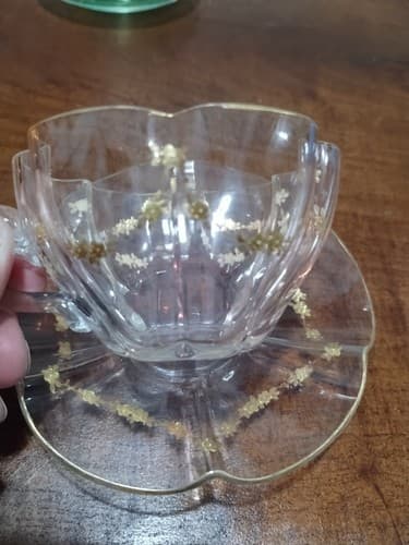 Lobmeyr Gilt Crystal Finger Bowls and Underplates Hexafoil Gold Flower... - Thumbnail 3