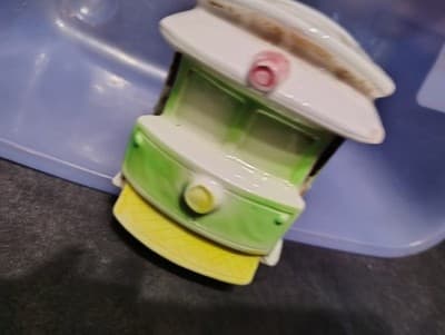 Vintage 1950's Porcelain Steam Boat And Trolley Planters Lot of 2 - Thumbnail 6