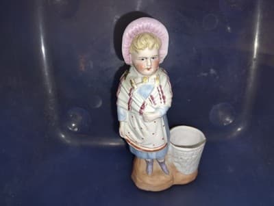Vintage Porcelain German Girl Figurine Vase/Planter
