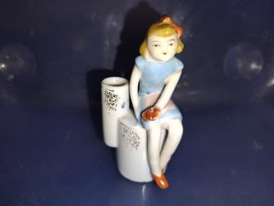 Mid Century Japanese Ceramic Figurine Sm Vase