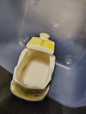 Vintage 1950's Porcelain Steam Boat And Trolley Planters Lot of 2 - Thumbnail 4