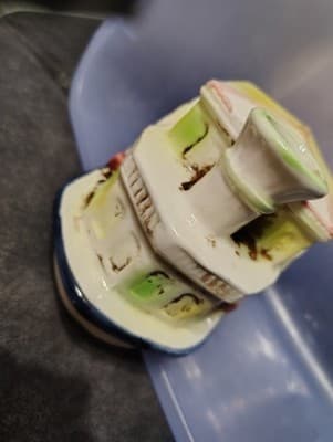 Vintage 1950's Porcelain Steam Boat And Trolley Planters Lot of 2 - Thumbnail 3