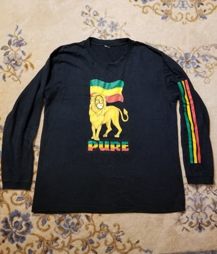 PURE Anywear Hemp Rasta Lion Reggae Flag Hippy Shirt African 420 Long Sleeve XL - Image 1
