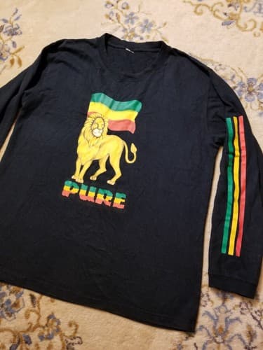 PURE Anywear Hemp Rasta Lion Reggae Flag Hippy Shirt African 420 Long Sleeve XL - Thumbnail 2