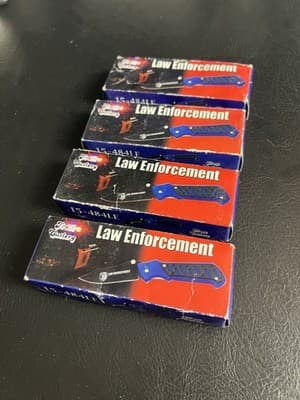 Lot Of 4 Frost Cutlery Law Enforcement Pocket Knives 4.5” Set Black Blue - Thumbnail 5