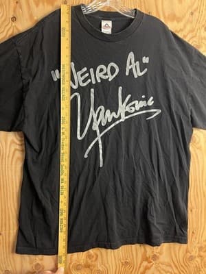 Vtg Y2K Weird Al Yankovic Black Cursive Shirt Mens XXL Signature Signed Font - Thumbnail 6