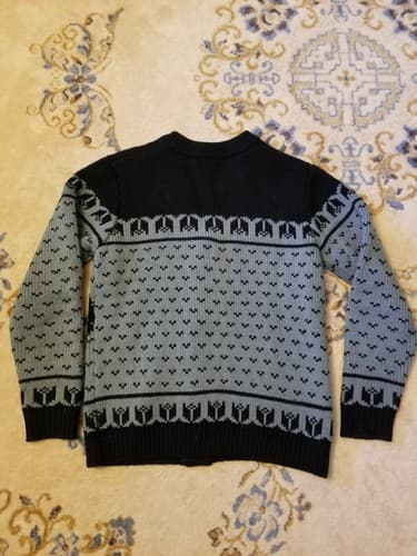 Y2K Middle of Beyond MOB Dog Hounds Tongue Cardigan Manly Knit Sweater Mens S - Thumbnail 5