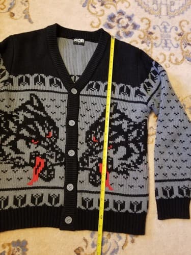 Y2K Middle of Beyond MOB Dog Hounds Tongue Cardigan Manly Knit Sweater Mens S - Thumbnail 7
