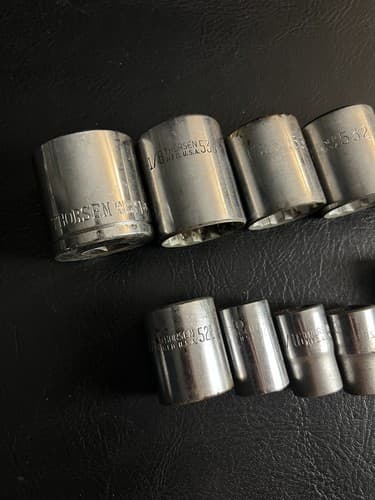10 Pc Vtg THORSEN Socket Set USA 1-1/4, 1-1/8, 1, 15/16, 7/8, 5/8, 9/16, 1/2 - Thumbnail 2