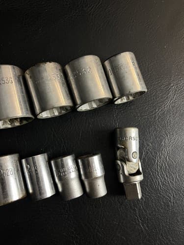 10 Pc Vtg THORSEN Socket Set USA 1-1/4, 1-1/8, 1, 15/16, 7/8, 5/8, 9/16, 1/2 - Thumbnail 3