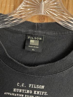 Filson T-Shirt Pioneer Hunting Knife Graphic Short Sleeve Made in USA Men's XL - Thumbnail 6