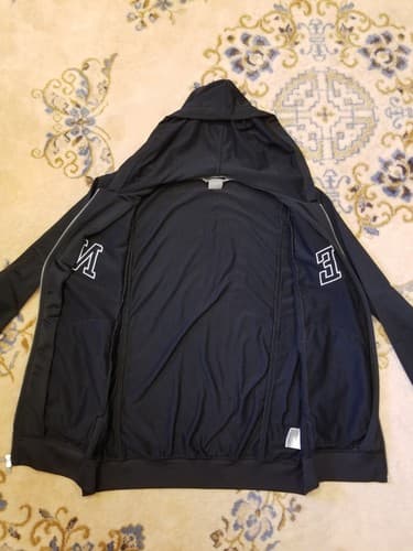 VTG Nike Spell Out Full Zip Black Hoodie Jacket L Gray Tag Vintage Embroidered - Thumbnail 6