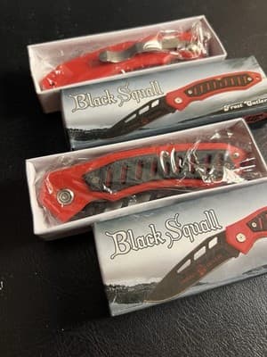 Set Of 2 Frost Cutlery BLACK SQUALL Black Red Knife 16-674R Tactical 4.5” Blade - Thumbnail 2